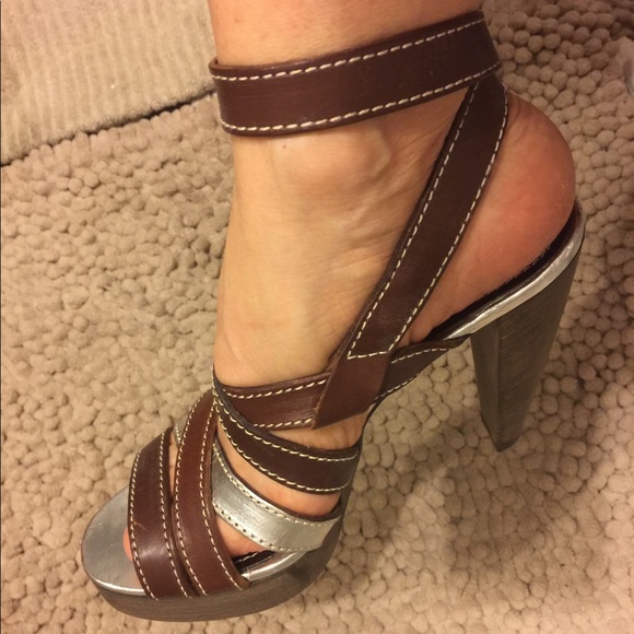 Sexy Miss Sixty Leather Wrap Logo Sandals - Picture 2 of 5